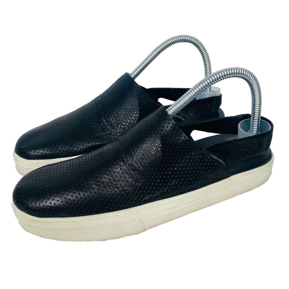 EILEEN FISHER Womens GoGo Black Perforated Leather Slip On Sling Back Strap Sz 8